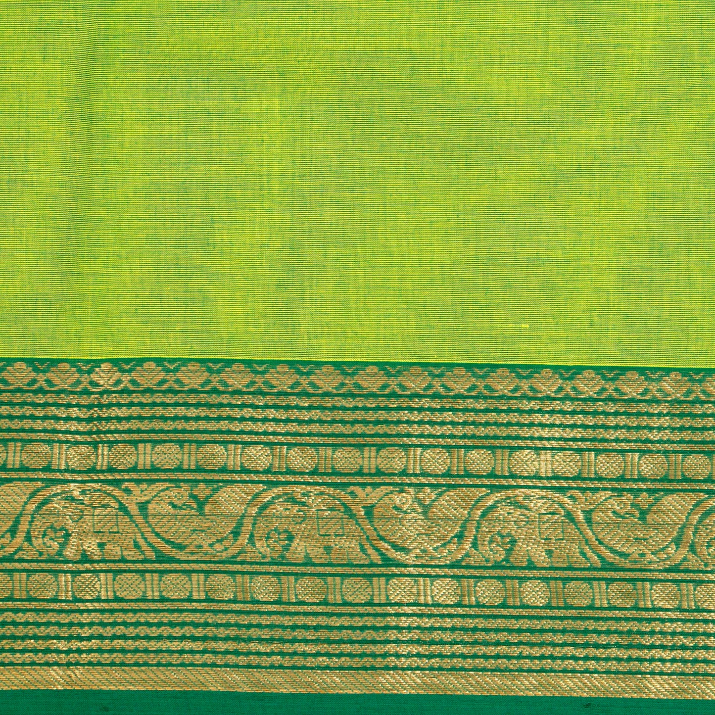 Green Kanchi Cotton Saree For Festive Wear PV MM KC 833 - Cotton Saree - Panjavarnam PV MM KC 833