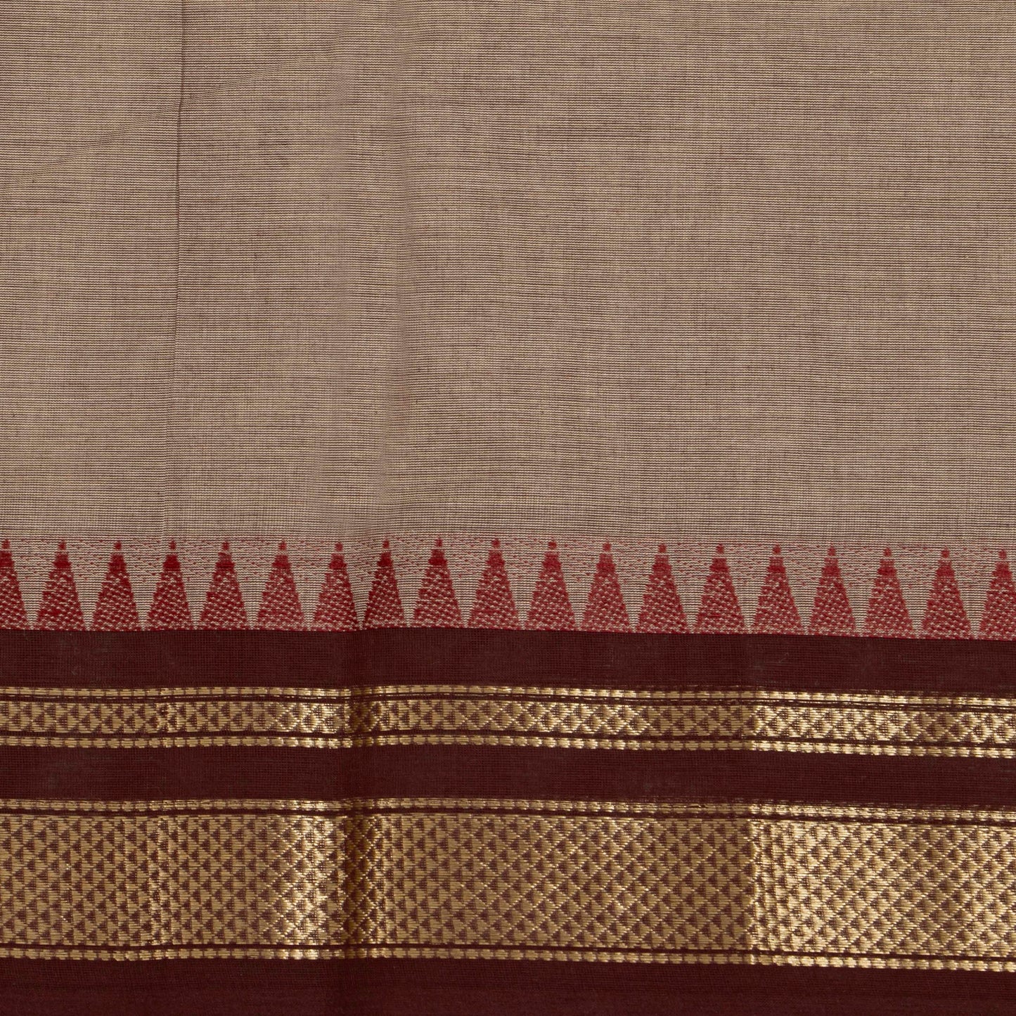 Fawn And Brown Kanchi Cotton Saree For Festive Wear PV MM KC 801 - Cotton Saree - Panjavarnam PV MM KC 801