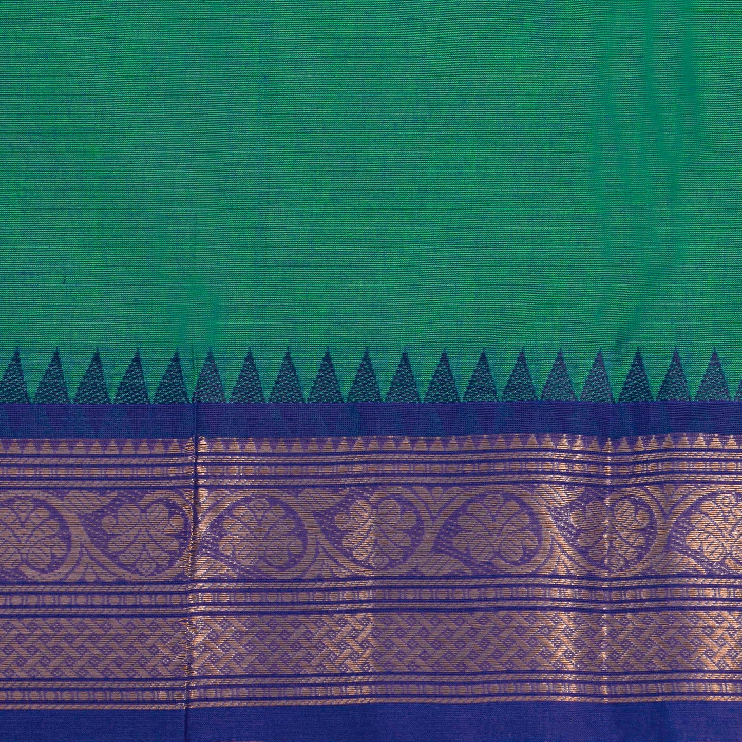 Teal And Blue Kanchi Cotton Saree For Festive Wear PV MM KC 818 - Cotton Saree - Panjavarnam PV MM KC 818