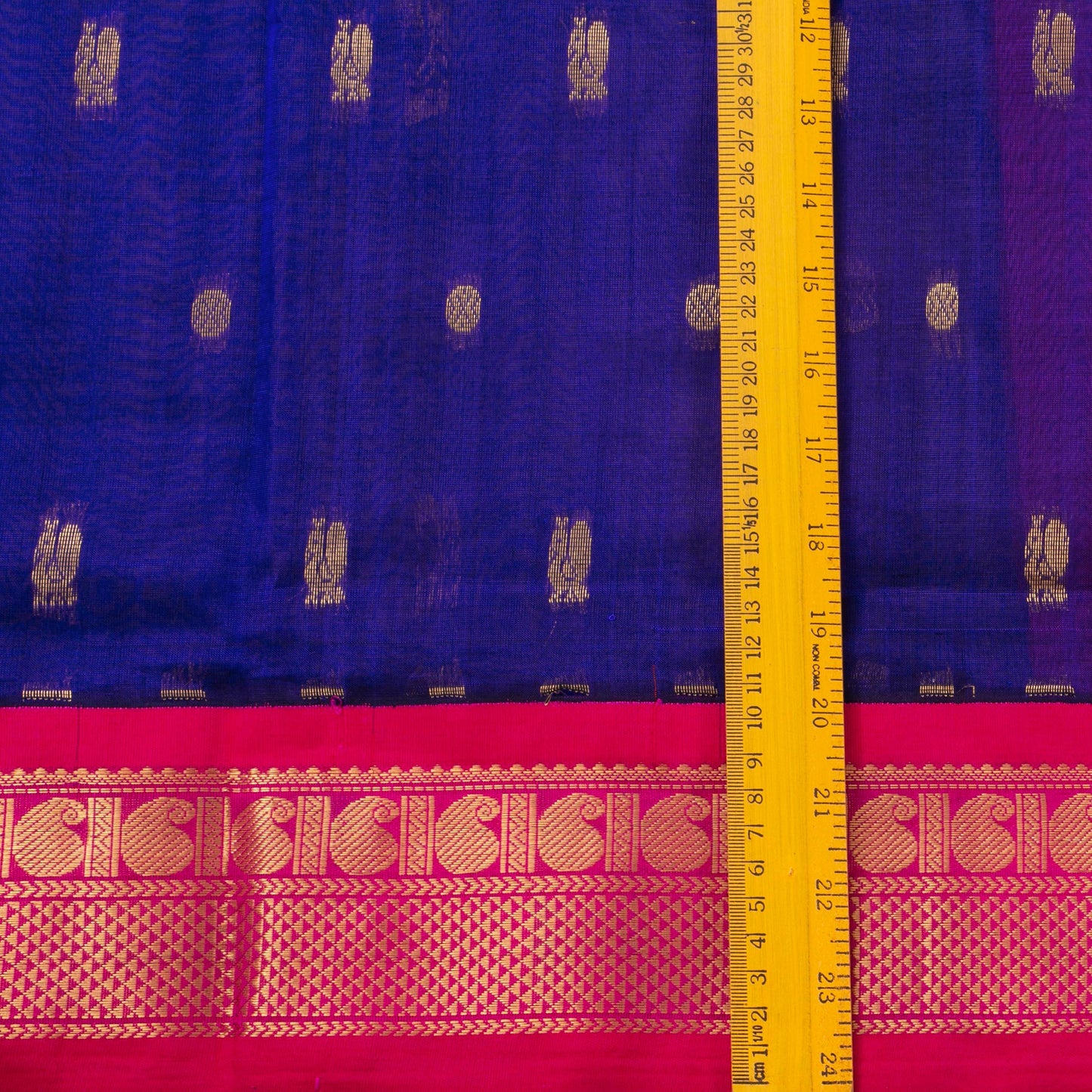 Blue And Pink Kanchi Silk Cotton Saree With Korvai Border For Festive Wear VP SC 163