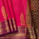 Pink And Brown Kanchi Silk Cotton Saree With Zari Checks For Festive Wear VP SC 124