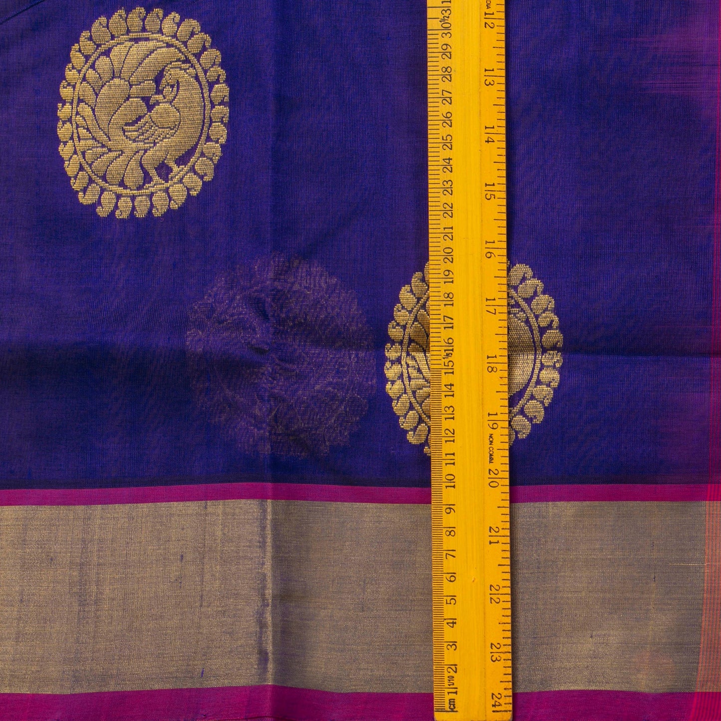 Blue And Pink Kanchi Silk Cotton Saree With Antique Zari For Festive Wear VP SC 123