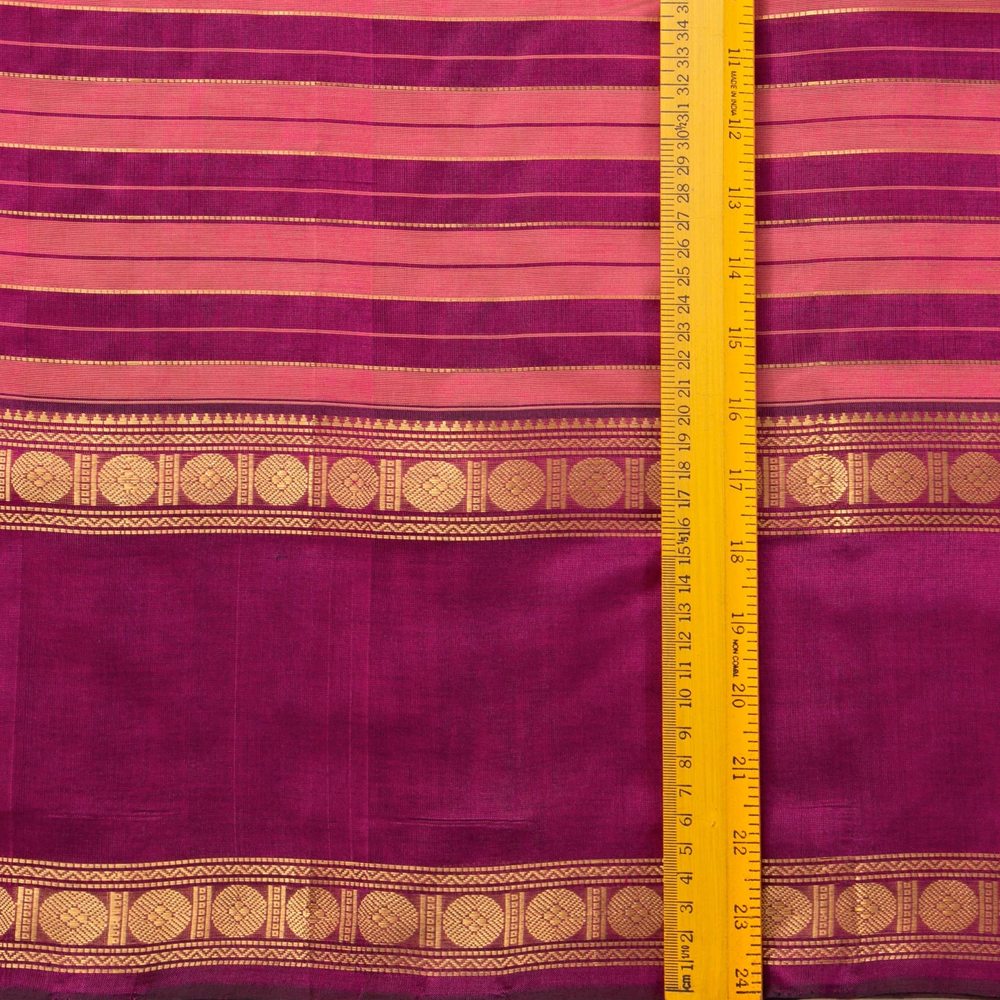 Pink And Magenta Kanchi Silk Cotton Saree With Zari Stripes For Festive Wear VP SC 120