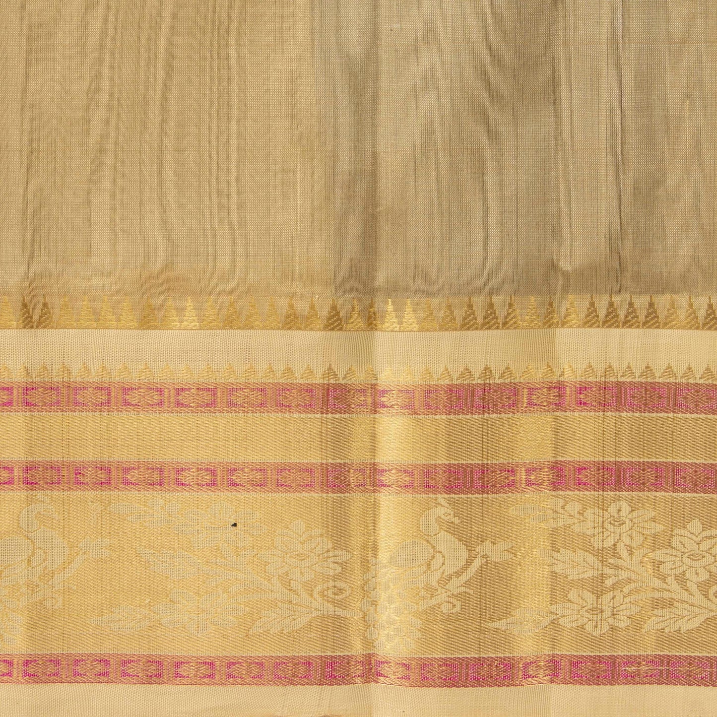 Blue and Beige Lakshadeepam Kanchi Silk Cotton Saree With Korvai Border For Festive Wear VP SC 132