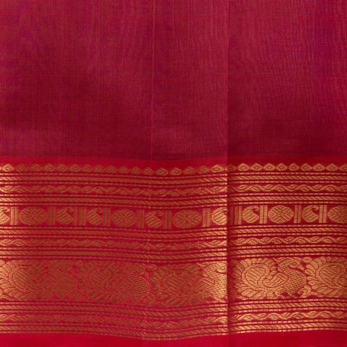 Blue And Red Kanchi Silk Cotton Saree With Zari Checks For Festive Wear VP SC 127