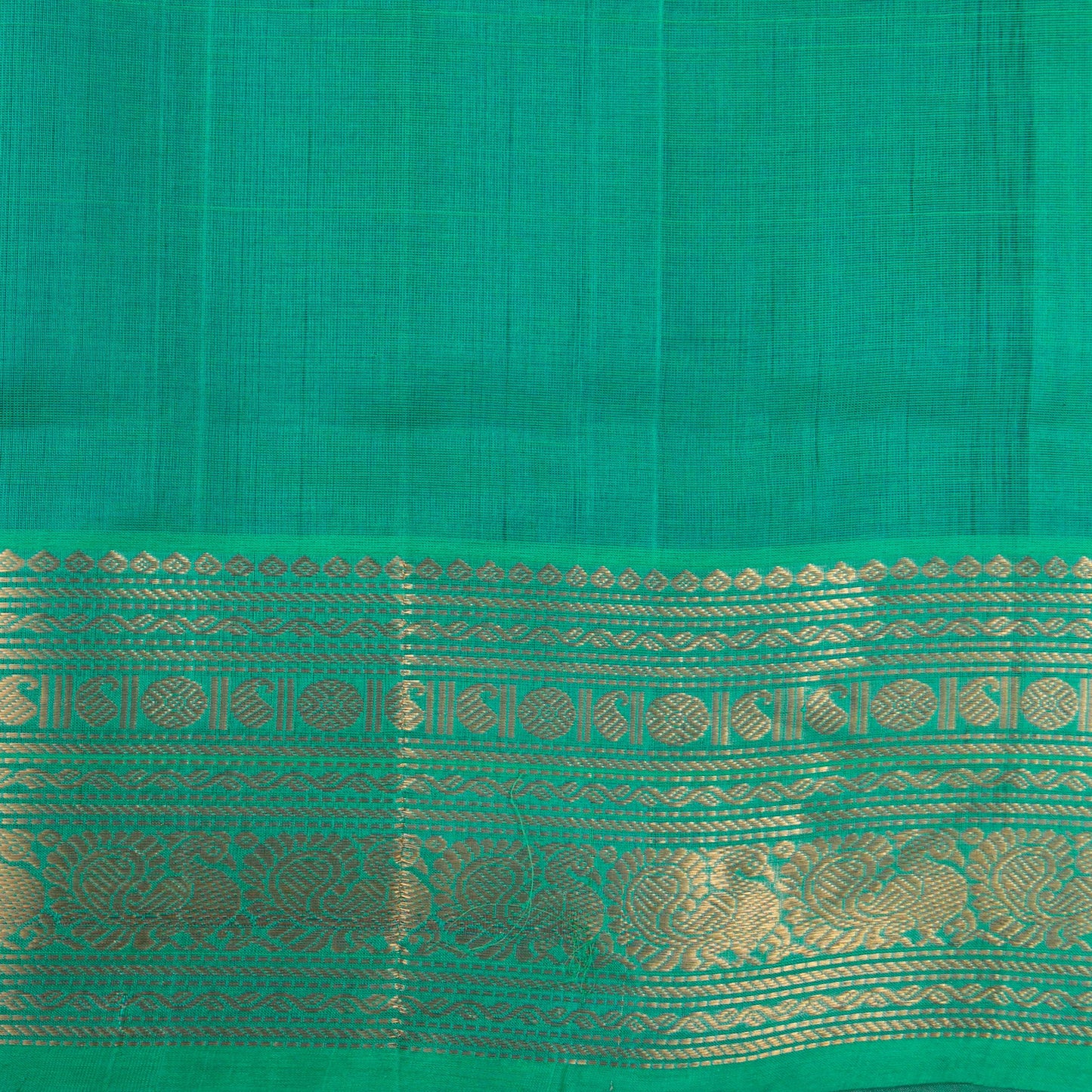 Violet And Turquoise Kanchi Silk Cotton Saree With Antique Zari For Festive Wear VP SC 126