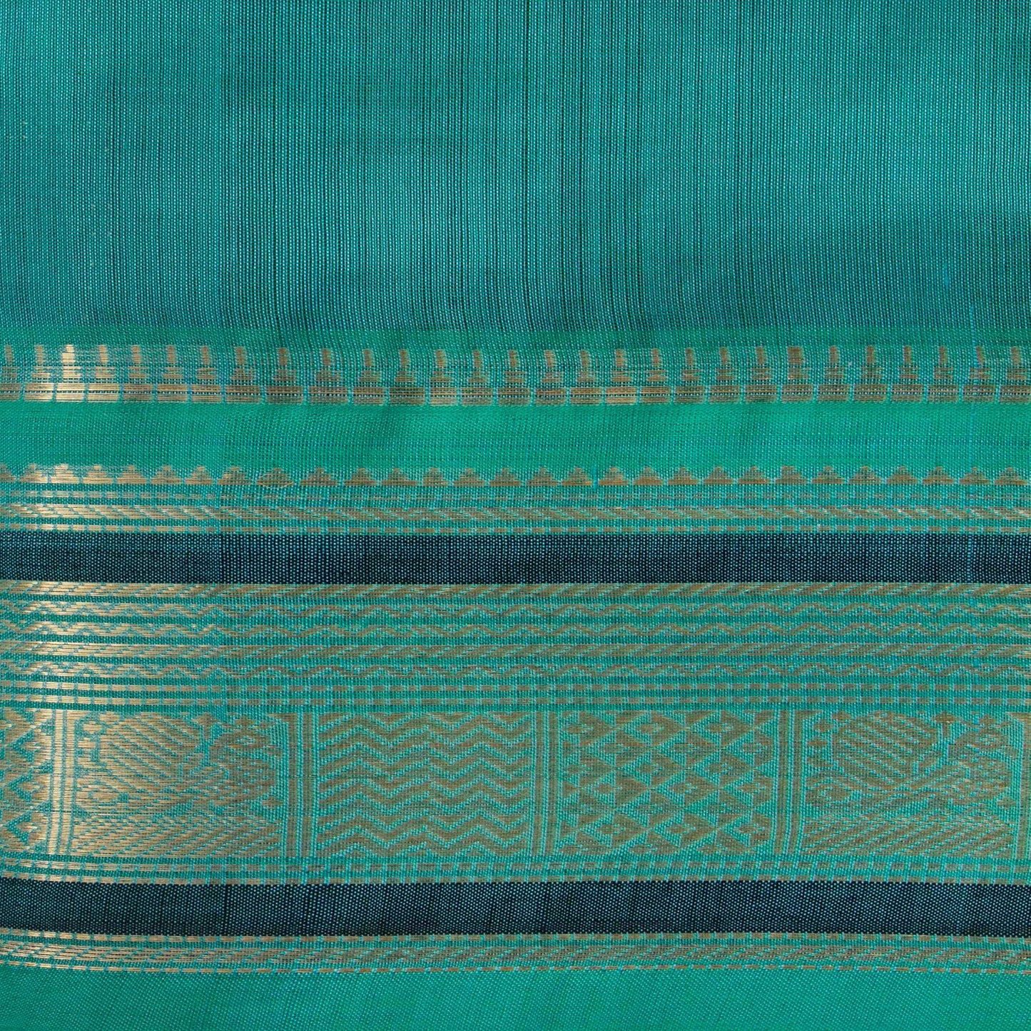 Purple And Teal Kanchi Silk Cotton Saree With Zari Checks For Festive Wear VP SC 174