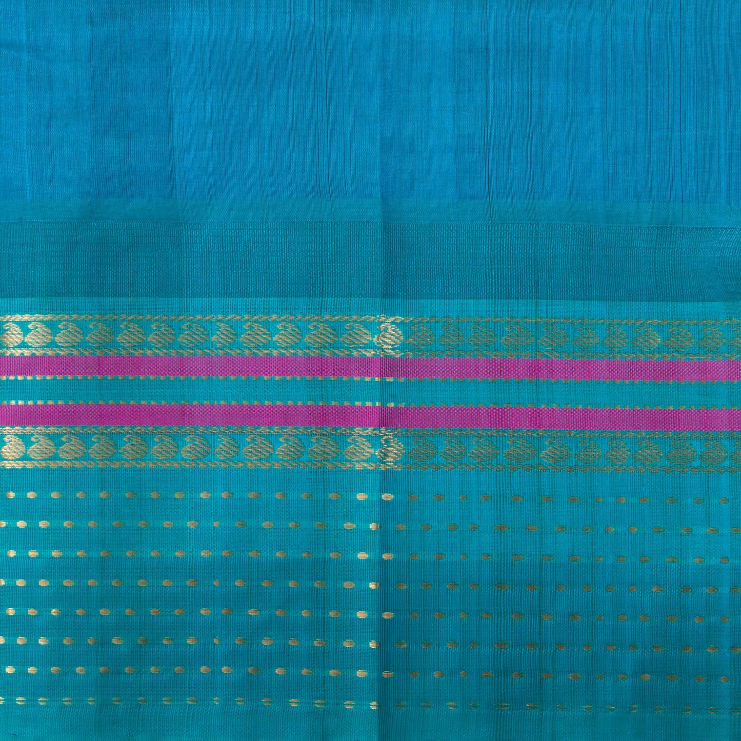 Violet And Cyan Kanchi Silk Cotton Saree With Zari Checks For Festive Wear VP SC 176