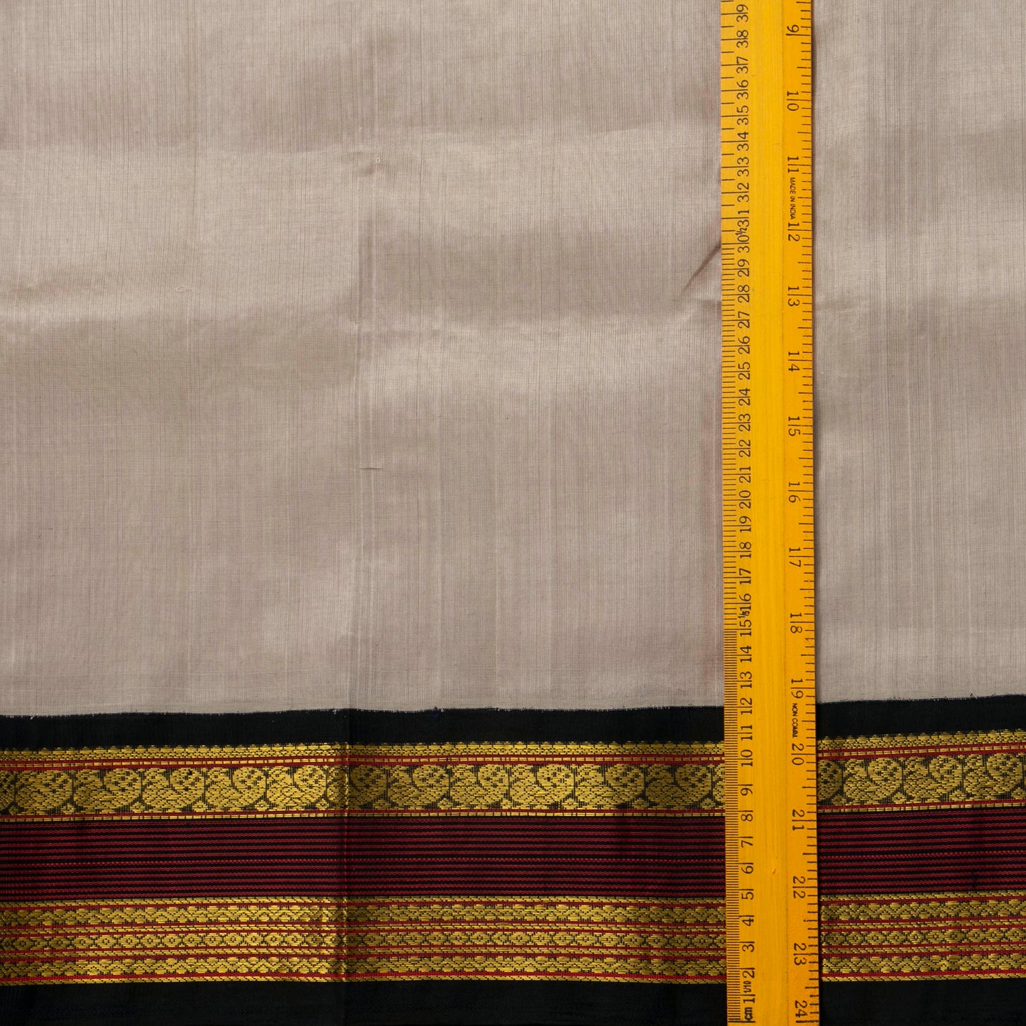 Grey And Black Kanchi Silk Cotton Saree For Festive Wear VP SC 145