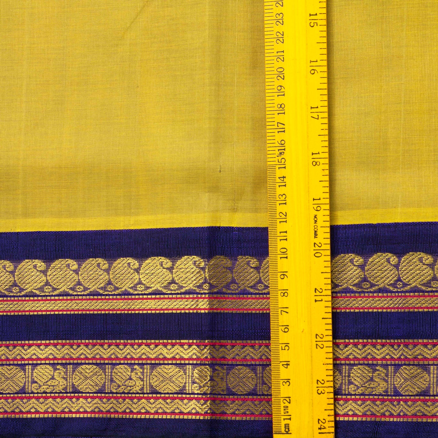 Yellow Ochre And Blue Kanchi Silk Cotton Saree For Festive Wear VP SC 150