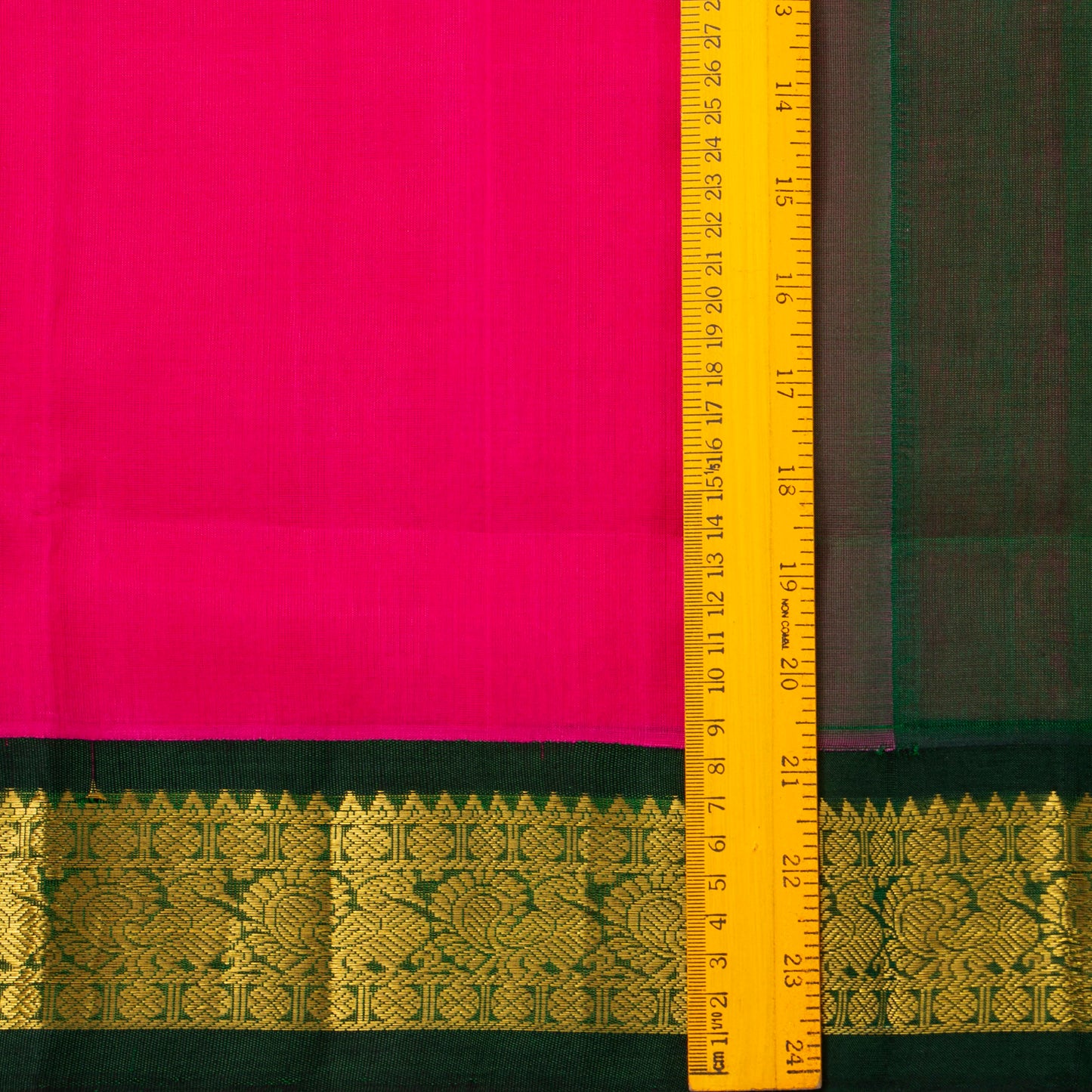 Pink And Green Kanchi Silk Cotton Saree For Festive Wear VP SC 144