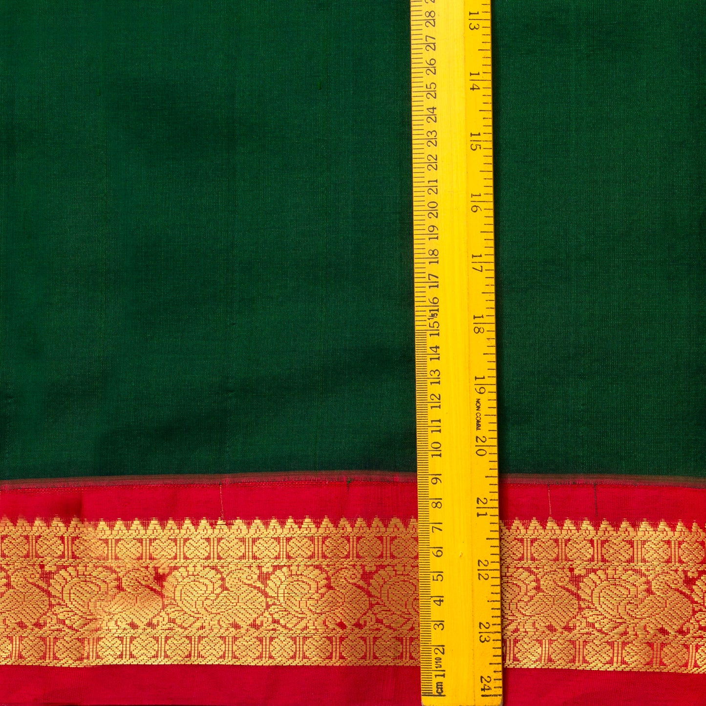 Green And Red Kanchi Silk Cotton Saree With Korvai Border For Festive Wear VP SC 157