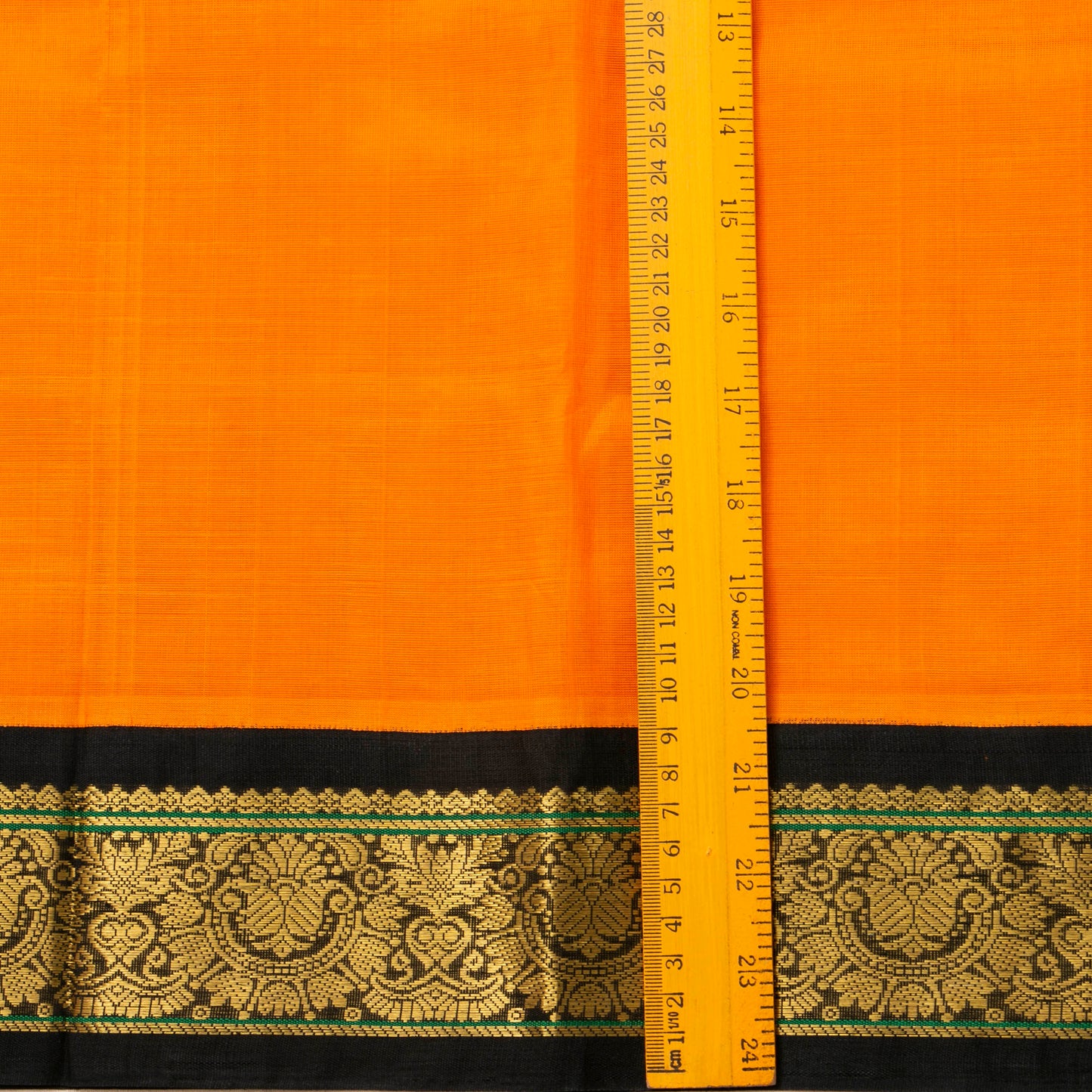 Orange And Black Kanchi Silk Cotton Saree For Festive Wear VP SC 146