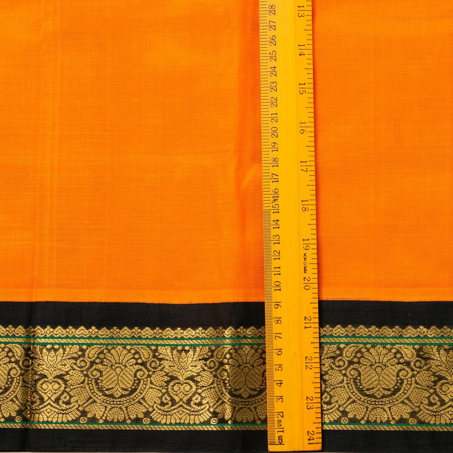 Orange And Black Kanchi Silk Cotton Saree For Festive Wear VP SC 146