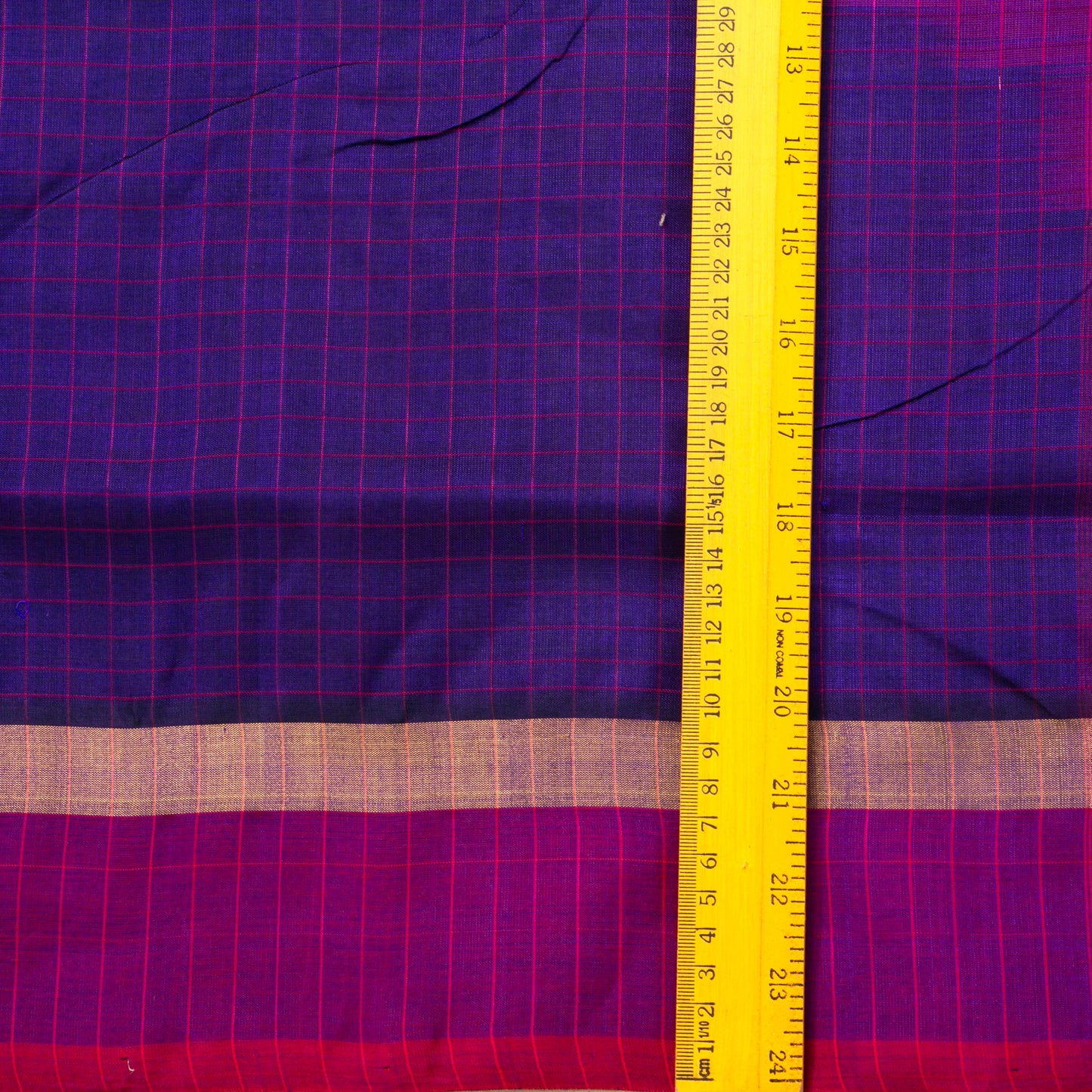 Blue And Pink Kanchi Silk Cotton Saree With Zari Border For Office Wear VP SC 107