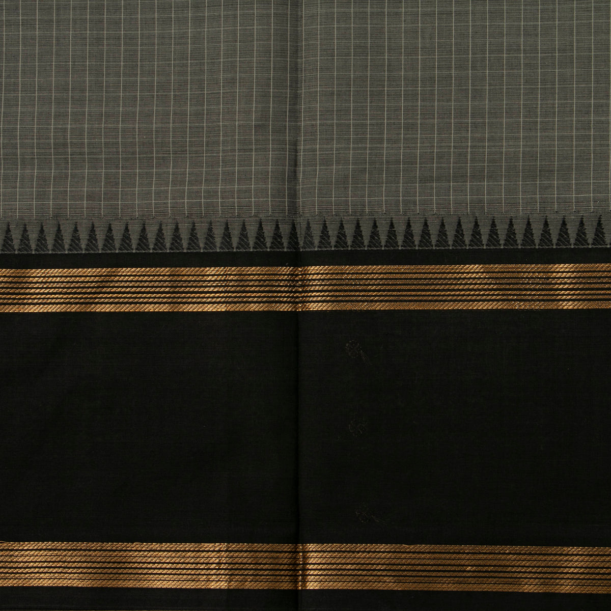 Grey And Black Kanchi Cotton Saree For Festive Wear PV MM KC 925