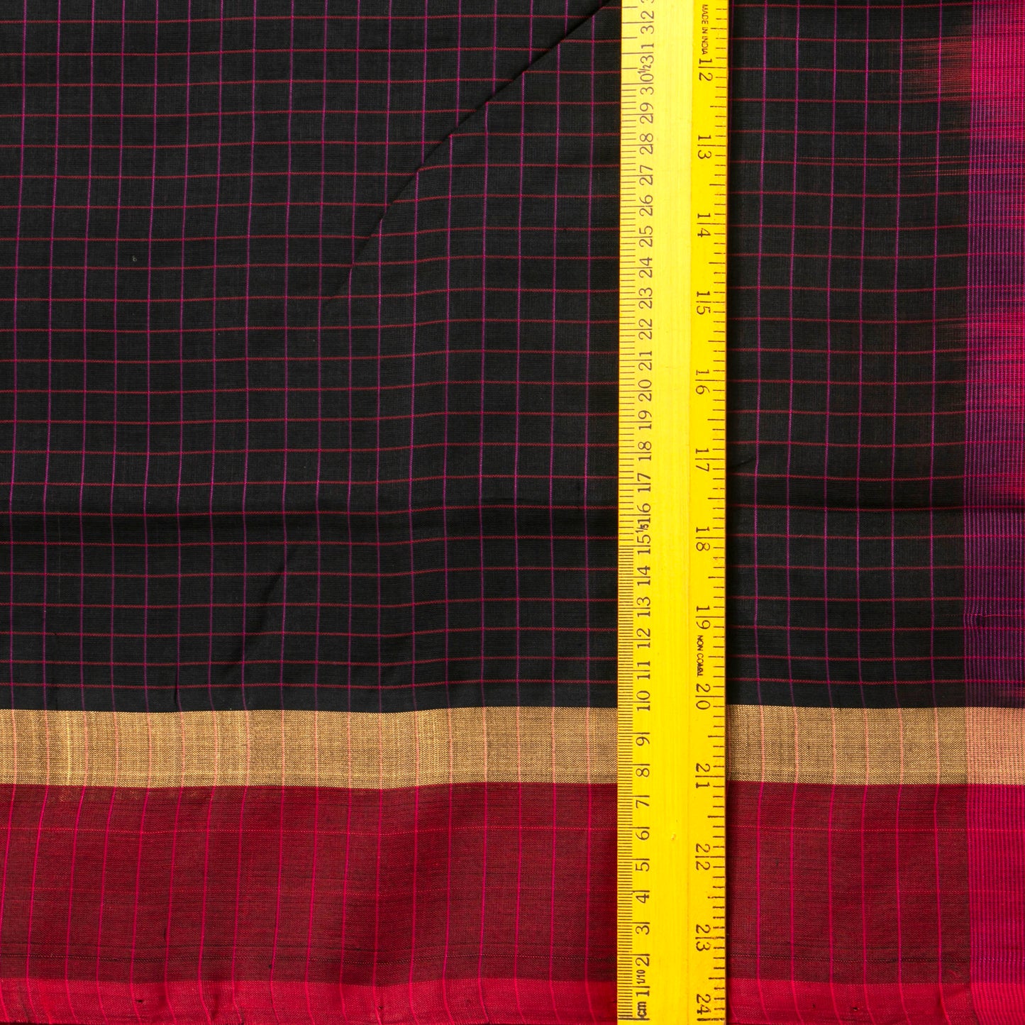 Black And Magenta Kanchi Silk Cotton Saree For Office Wear VP SC 108