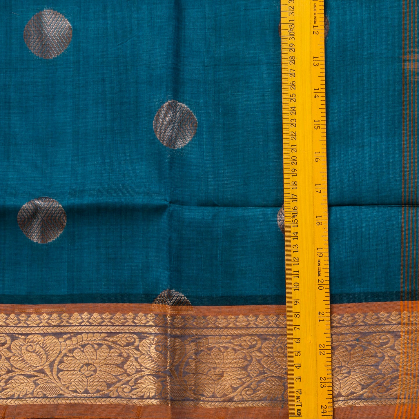 Ramar Blue And Mustard Kanchi Silk Cotton Saree WIth Korvai Zari Border For Festive Wear VP SC 113