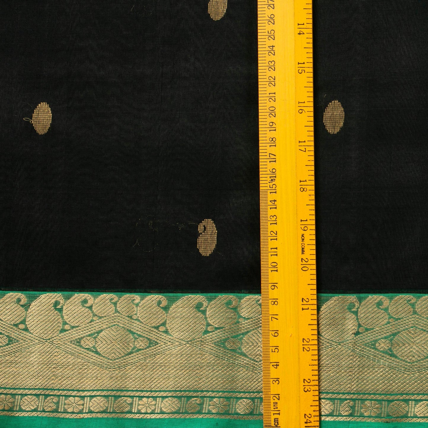 Black And Parrot Green Kanchi Silk Cotton Saree With Korvai Zari Border For Festive Wear VP SC 114