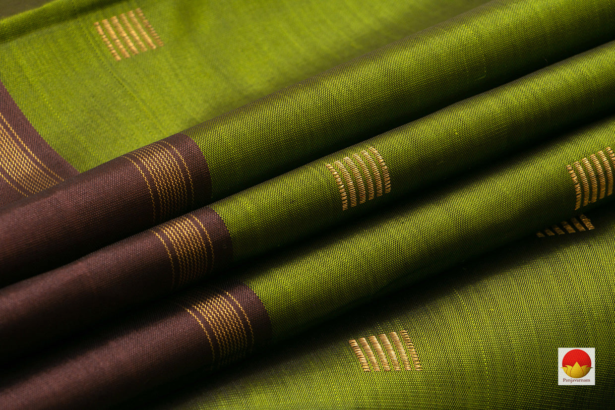 Olive Green Kanchipuram Silk Saree - Panjavarnam