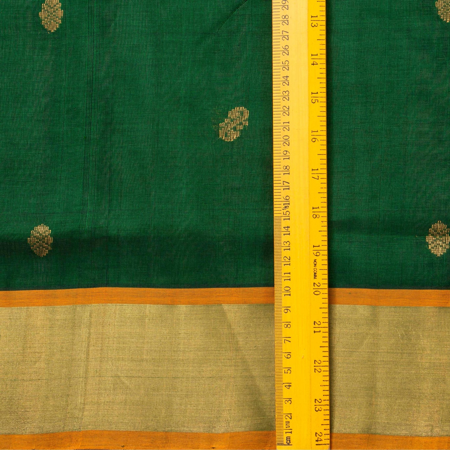 Bottle Green And Orange Kanchi Silk Cotton Saree For Festive Wear VP SC 112