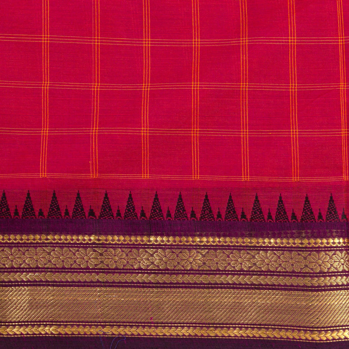 Pink And Purple Kanchi Cotton Saree For Festive Wear PV MM KC 948