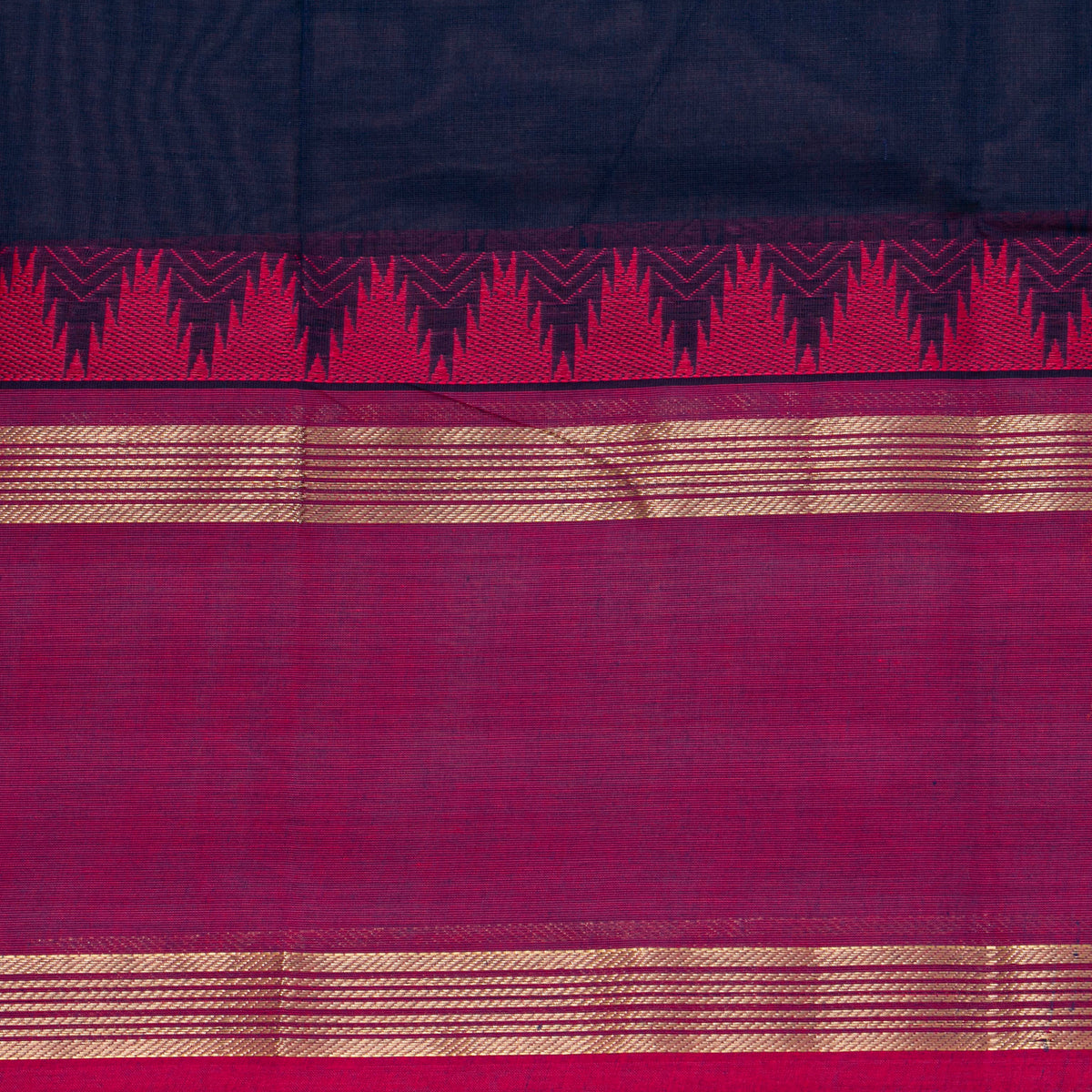 Blue And Pink Kanchi Cotton Saree For Festive Wear PV MM KC 950