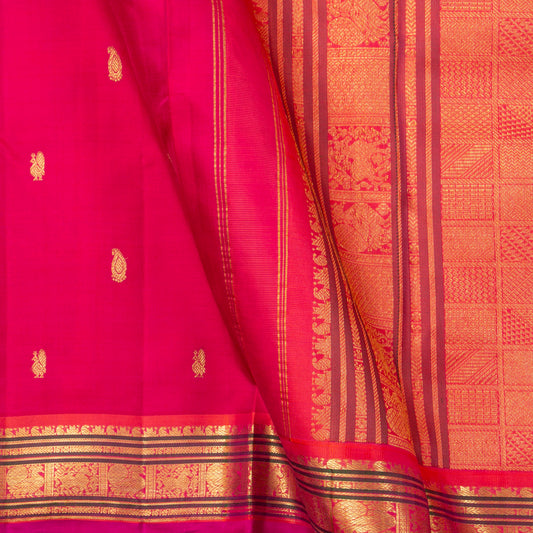 Pink Kanchipuram Silk Saree For Festive Wear PV J 1897
