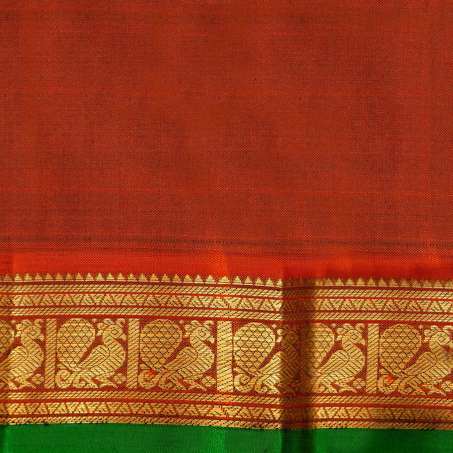 Purple And Rust Kanchipuram Silk Saree For Festive Wear PV J 1482