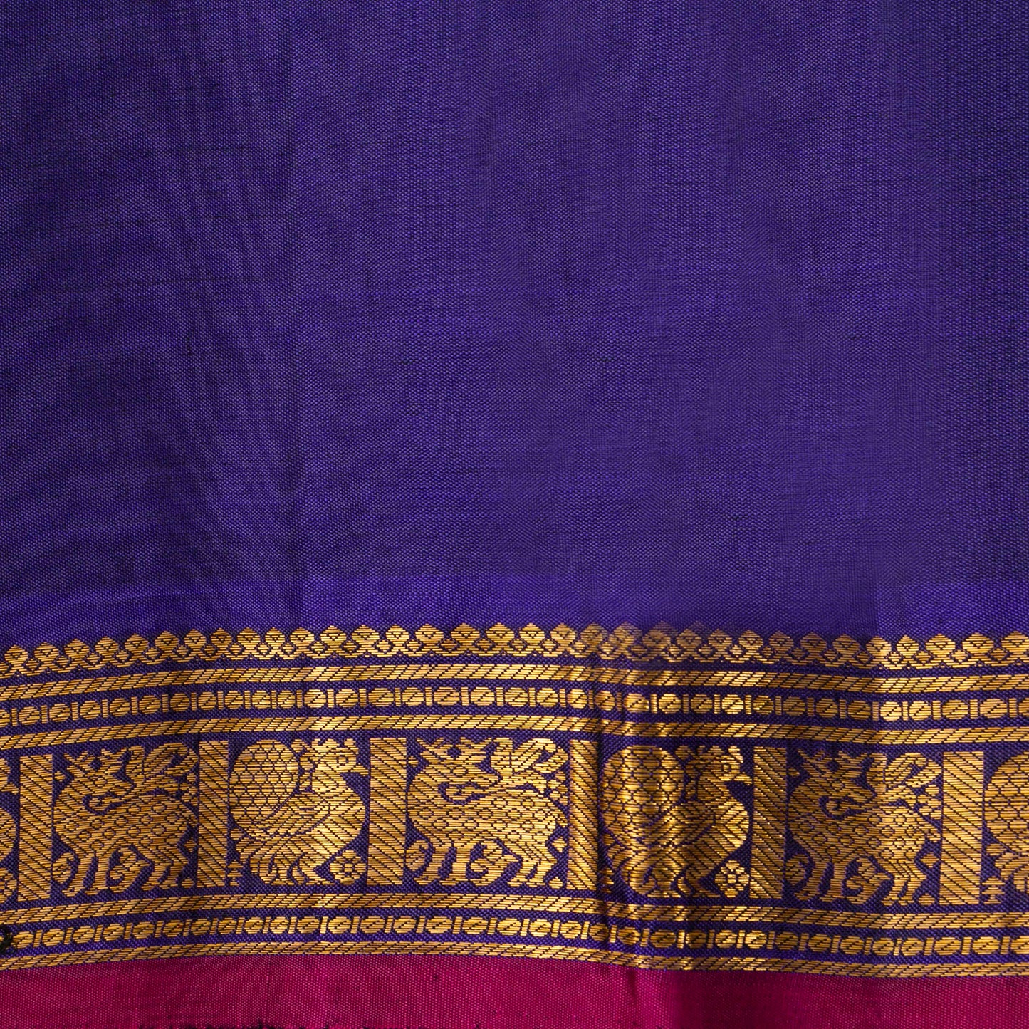 Grey And Blue Kanchipuram Silk Saree For Festive Wear PV J 1898