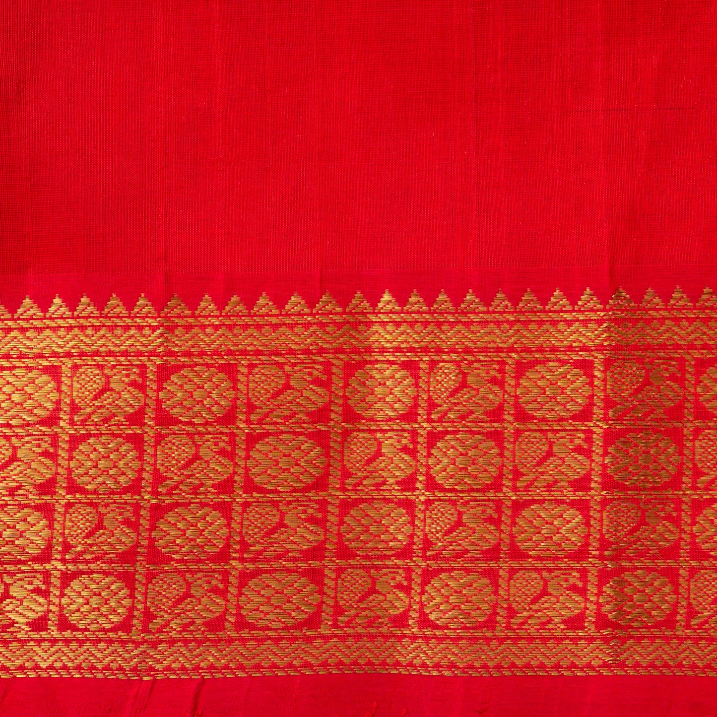 Maroon And Red Kanchi Silk Cotton Saree With Zari Checks For Festive Wear VP SC 140