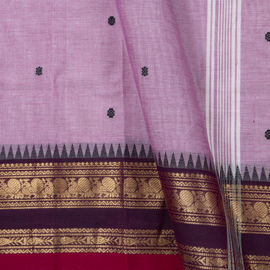 Lilac And Purple Kanchi Cotton Saree For Festive Wear PV MM KC 874