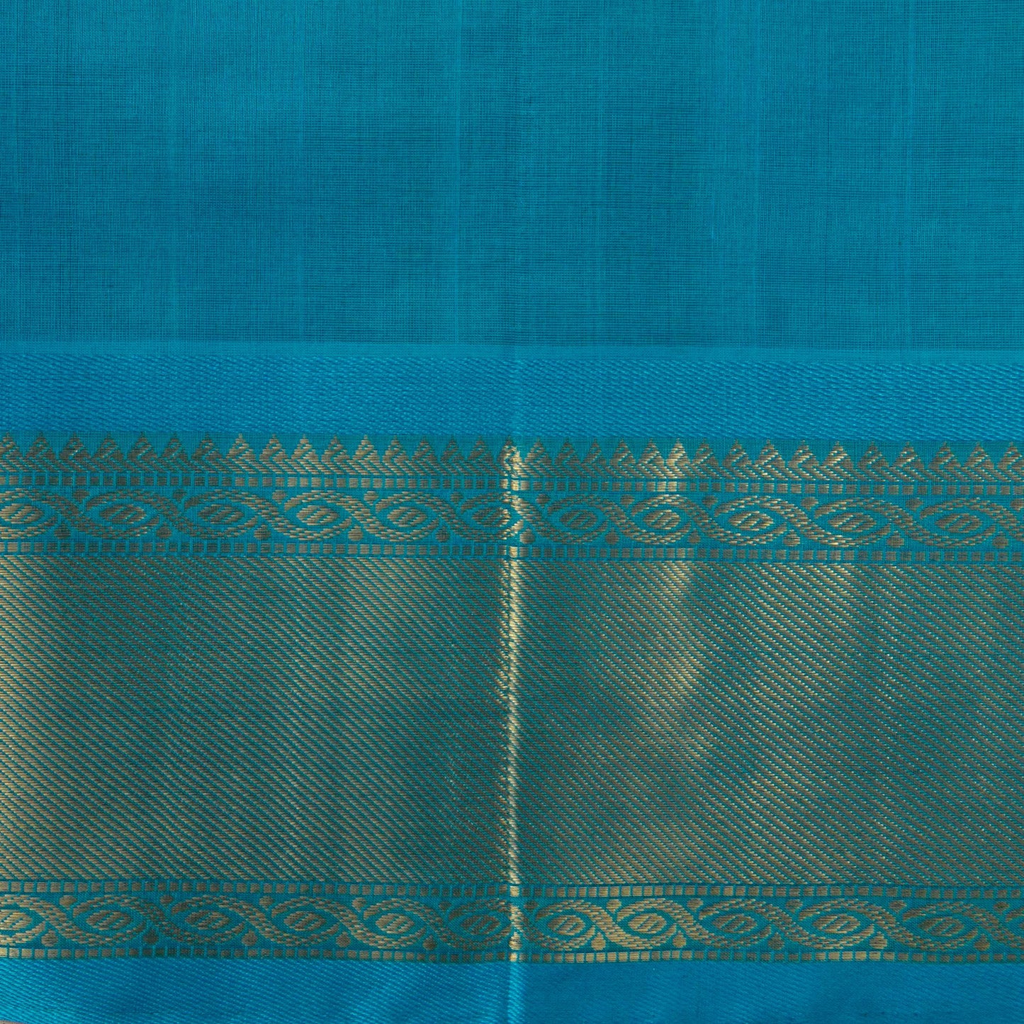 Brown And Ananda Blue Kanchi Silk Cotton Saree With Zari Stripes For Festive Wear VP SC 118