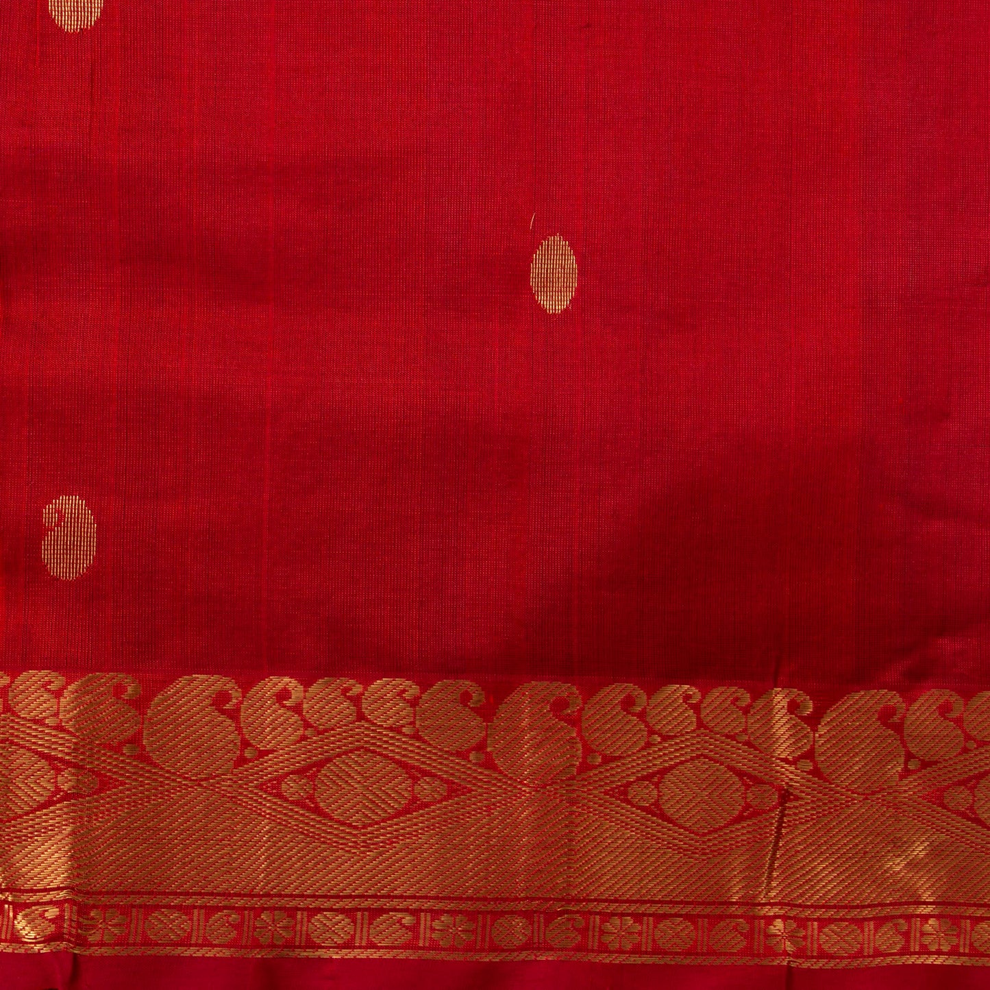 Bottle Green And Red Kanchi Silk Cotton Saree With Zari Border For Festive Wear VP SC 115