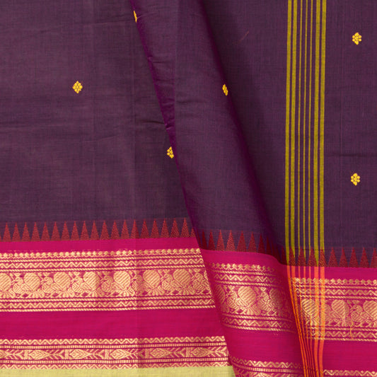 Purple And Pink Kanchi Cotton Saree For Festive Wear PV MM KC 870