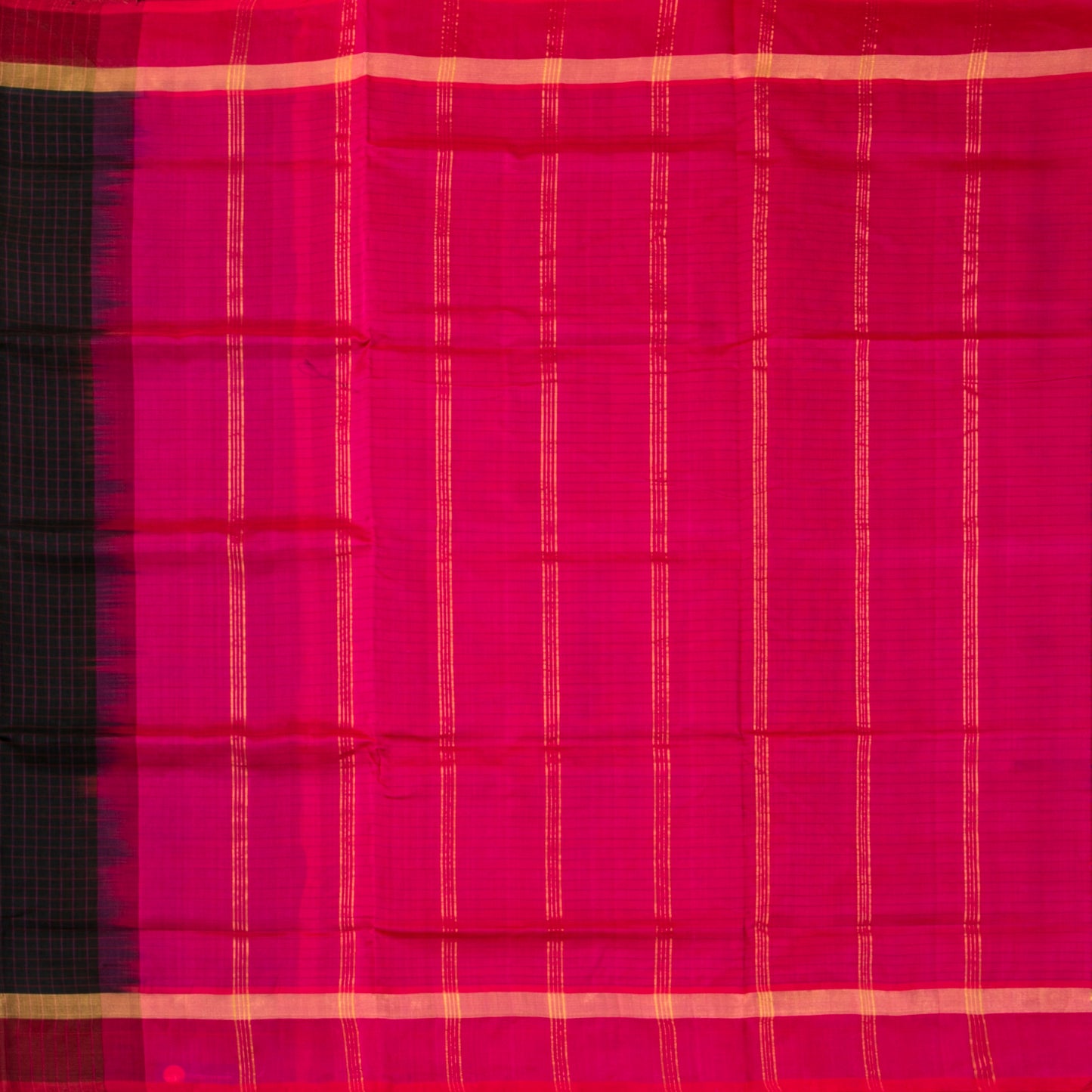 Black And Magenta Kanchi Silk Cotton Saree For Office Wear VP SC 108