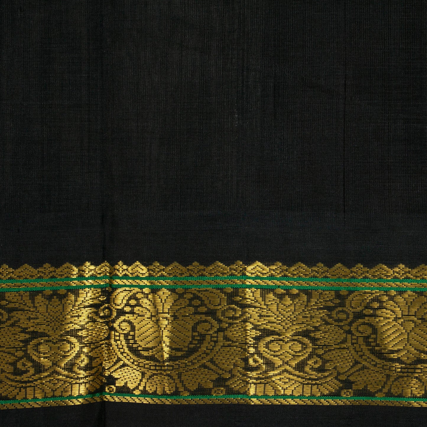 Orange And Black Kanchi Silk Cotton Saree For Festive Wear VP SC 146