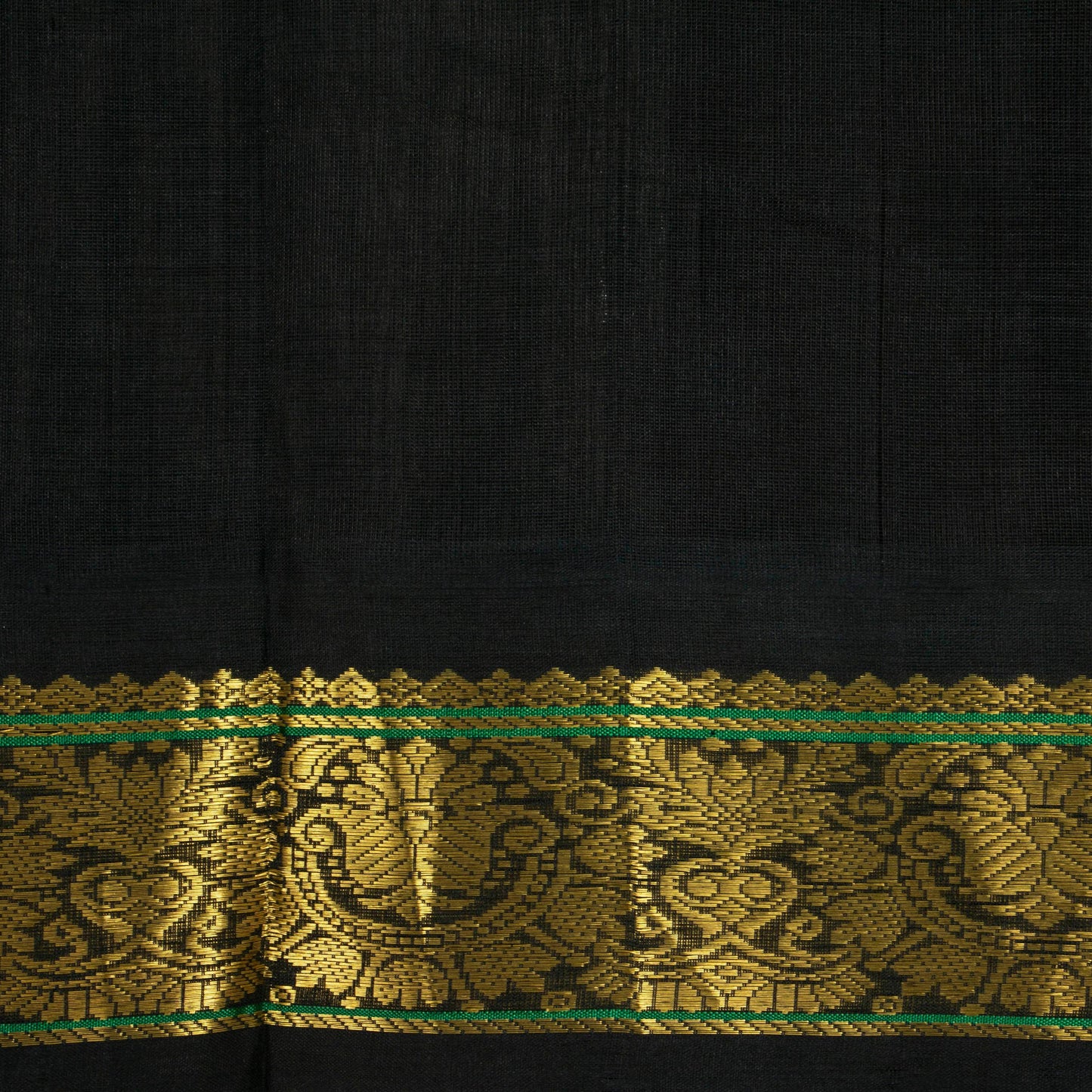 Orange And Black Kanchi Silk Cotton Saree For Festive Wear VP SC 146