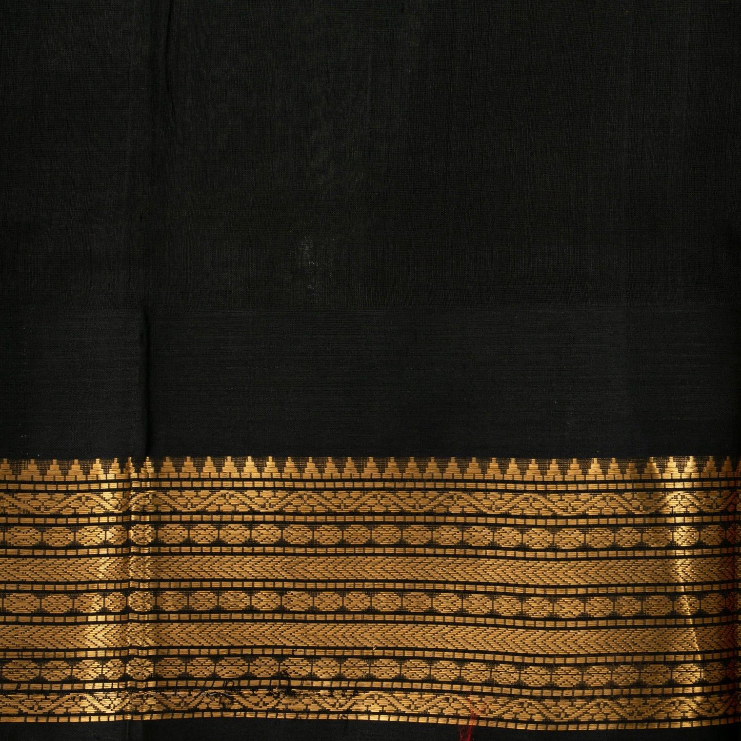 Red And Black Kanchi Silk Cotton Saree With Temple Korvai Border For Festive Wear VP SC 153