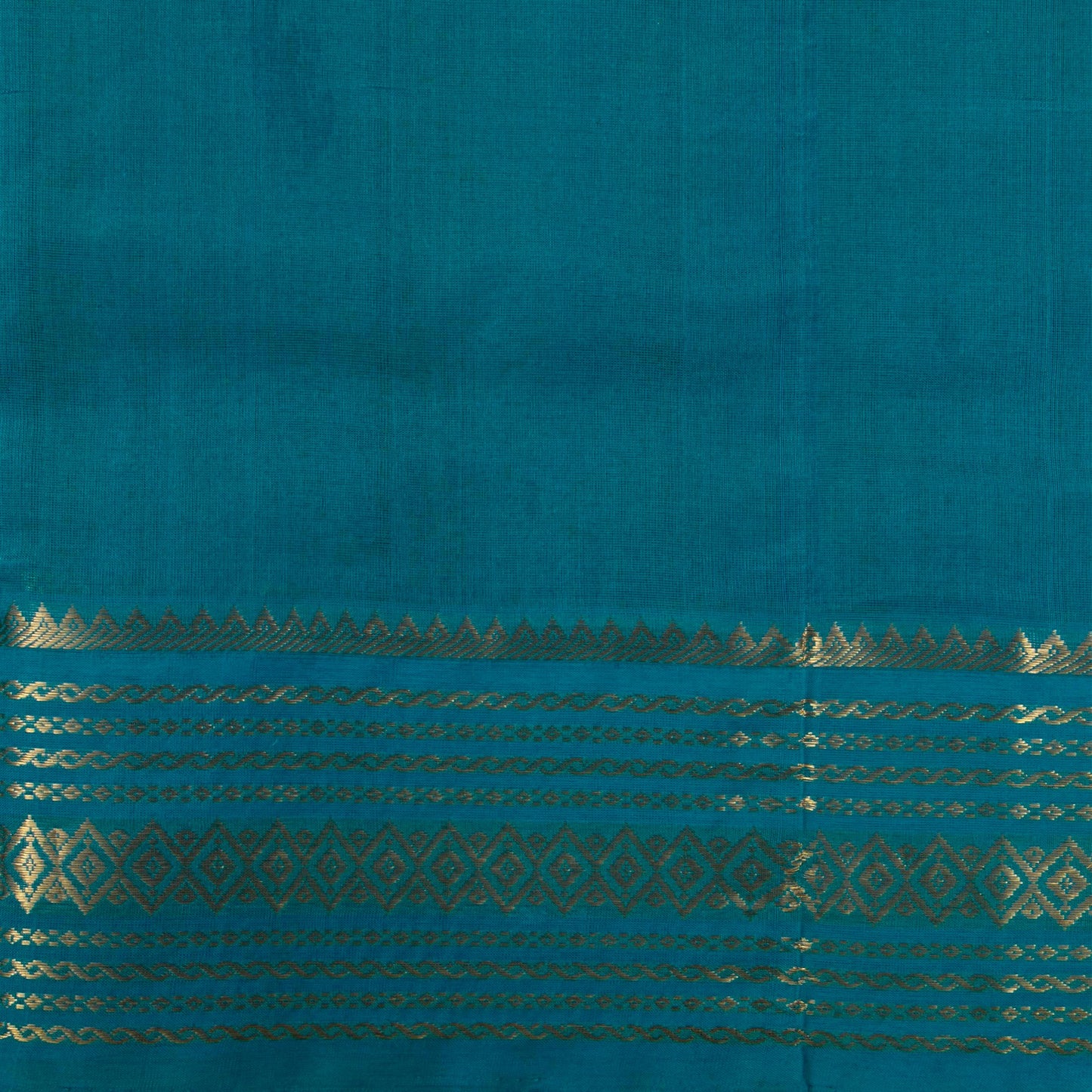 Bottle Green And Ananda Blue Kanchi Silk Cotton Saree With Korvai Border For Festive Wear VP SC 152