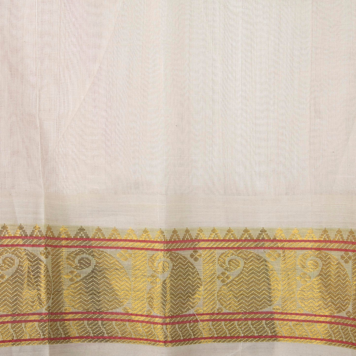 Peach And Off White Kanchi Silk Cotton Saree For Festive Wear VP SC 143