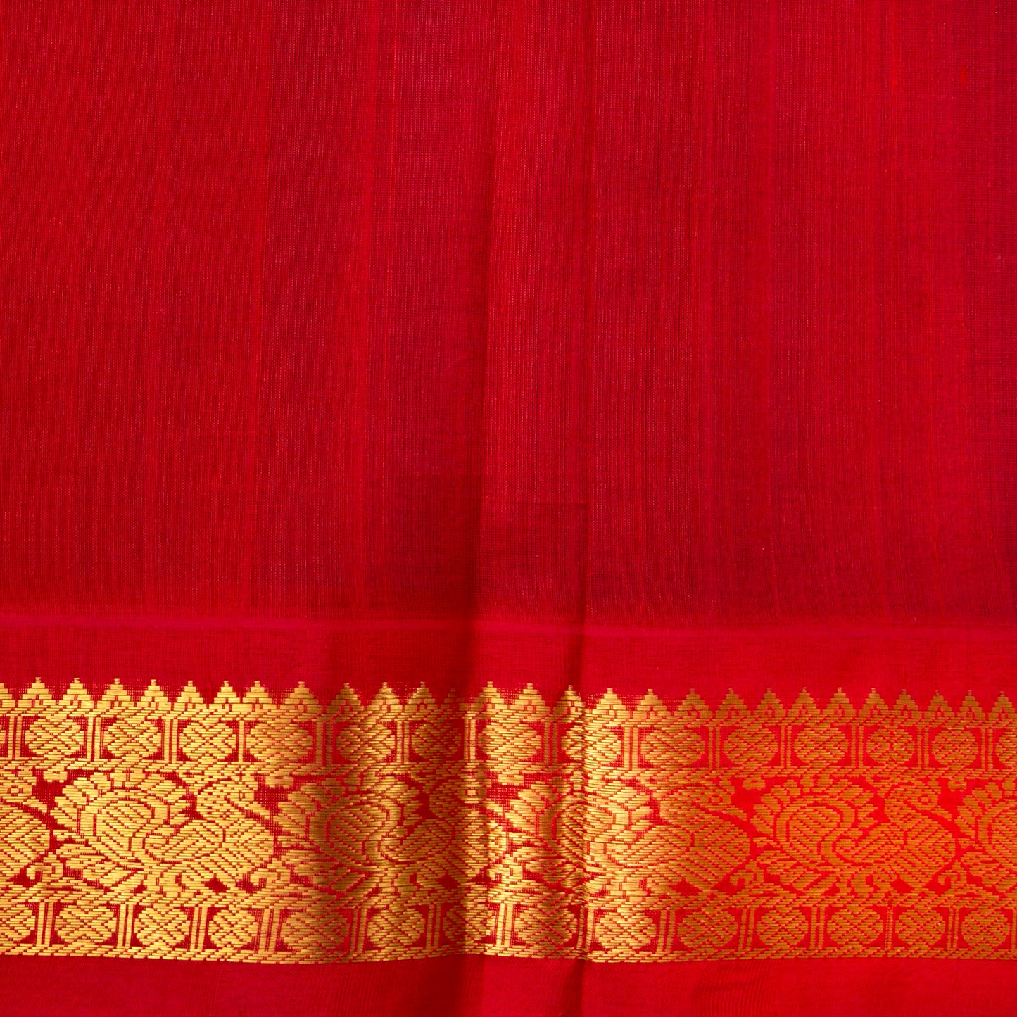 Green And Red Kanchi Silk Cotton Saree With Korvai Border For Festive Wear VP SC 157