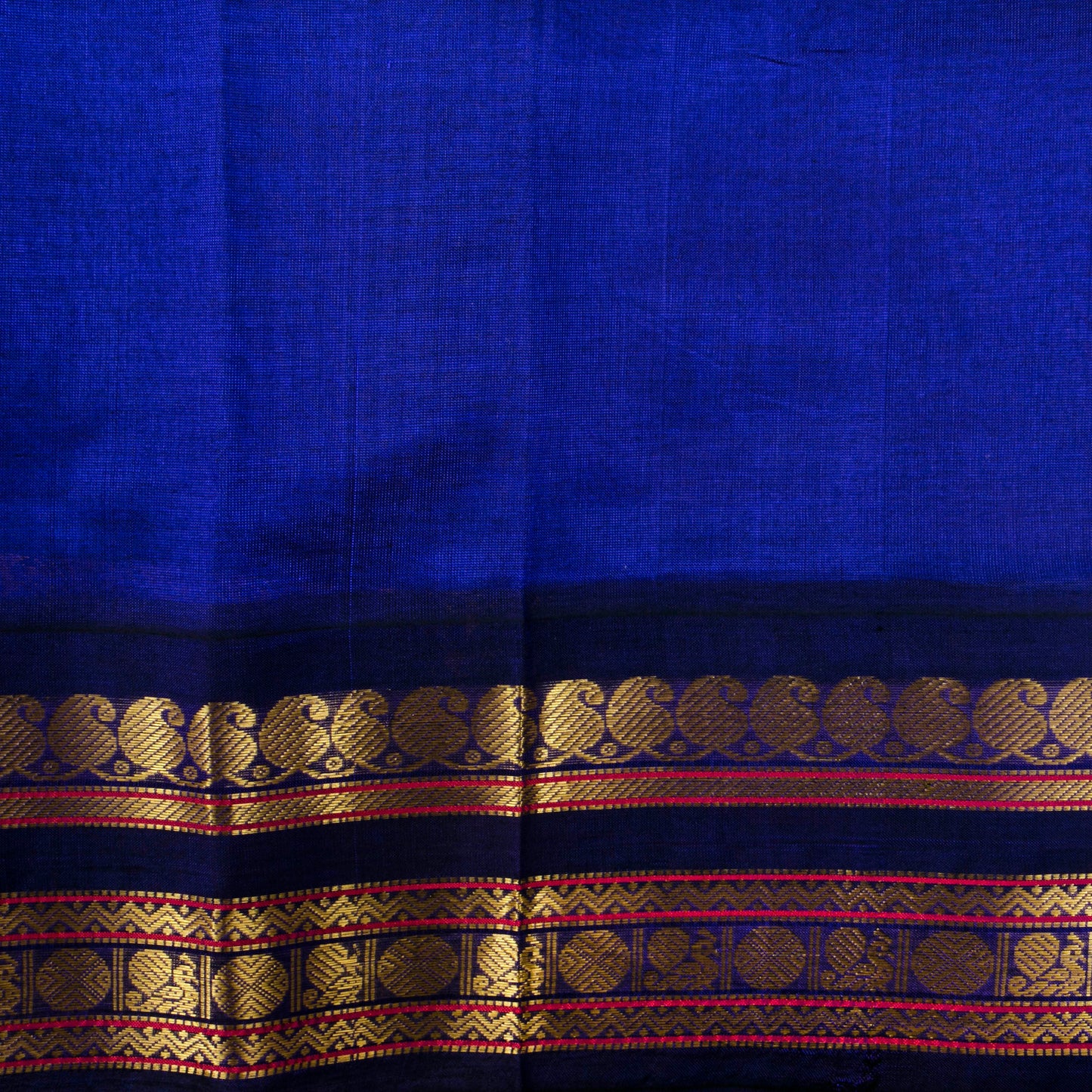 Yellow Ochre And Blue Kanchi Silk Cotton Saree For Festive Wear VP SC 150