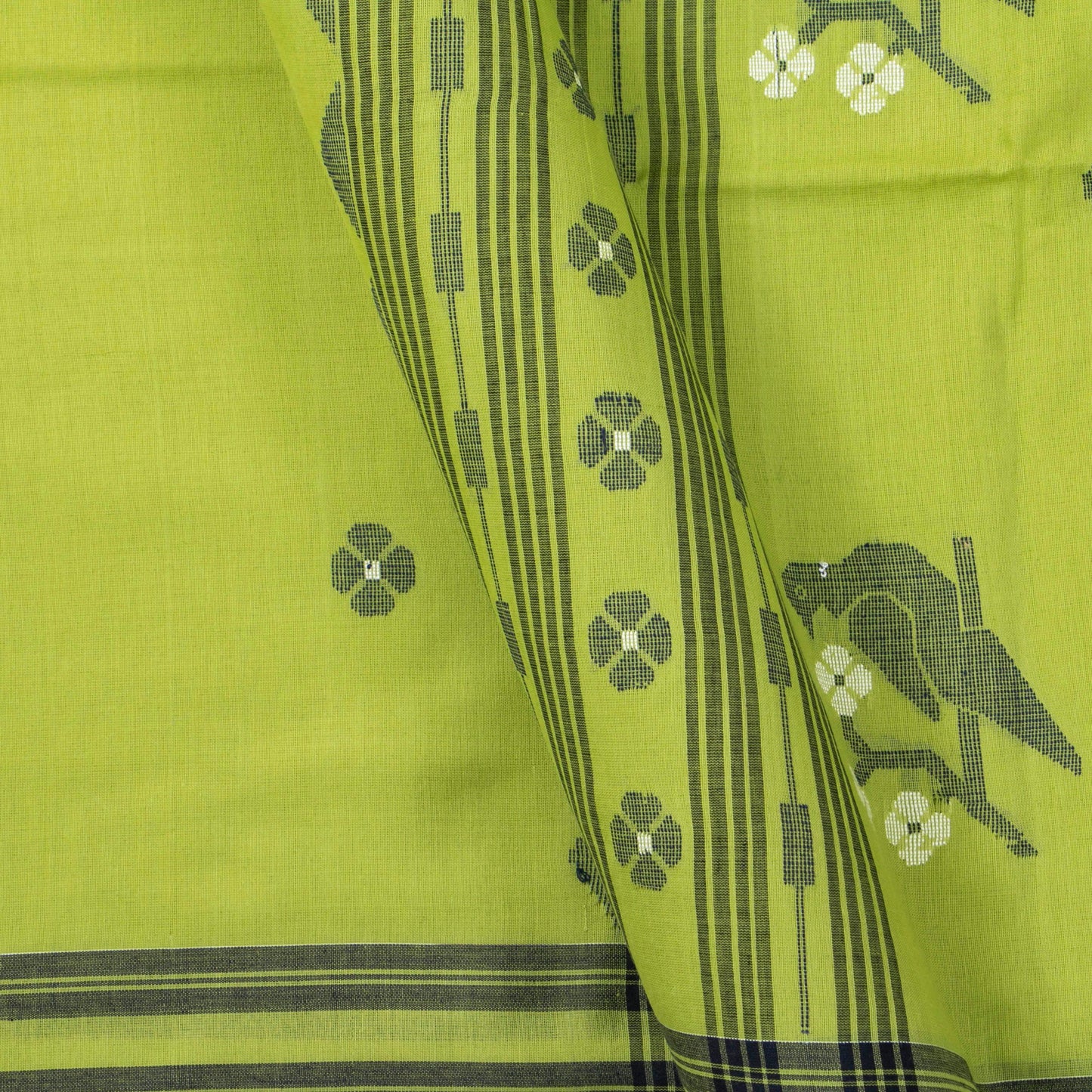 Green Dhakai Jamdhani Mulmul Silk Saree For Office Wear PV MJ 110