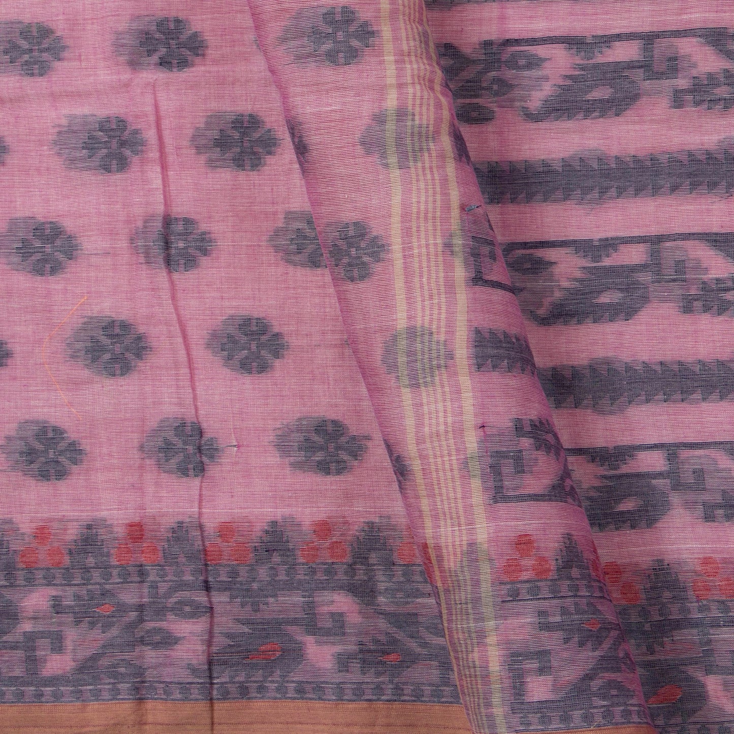Pastel Pink Dhakai Jamdhani Mulmul Silk Saree For Office Wear PV MJ 111