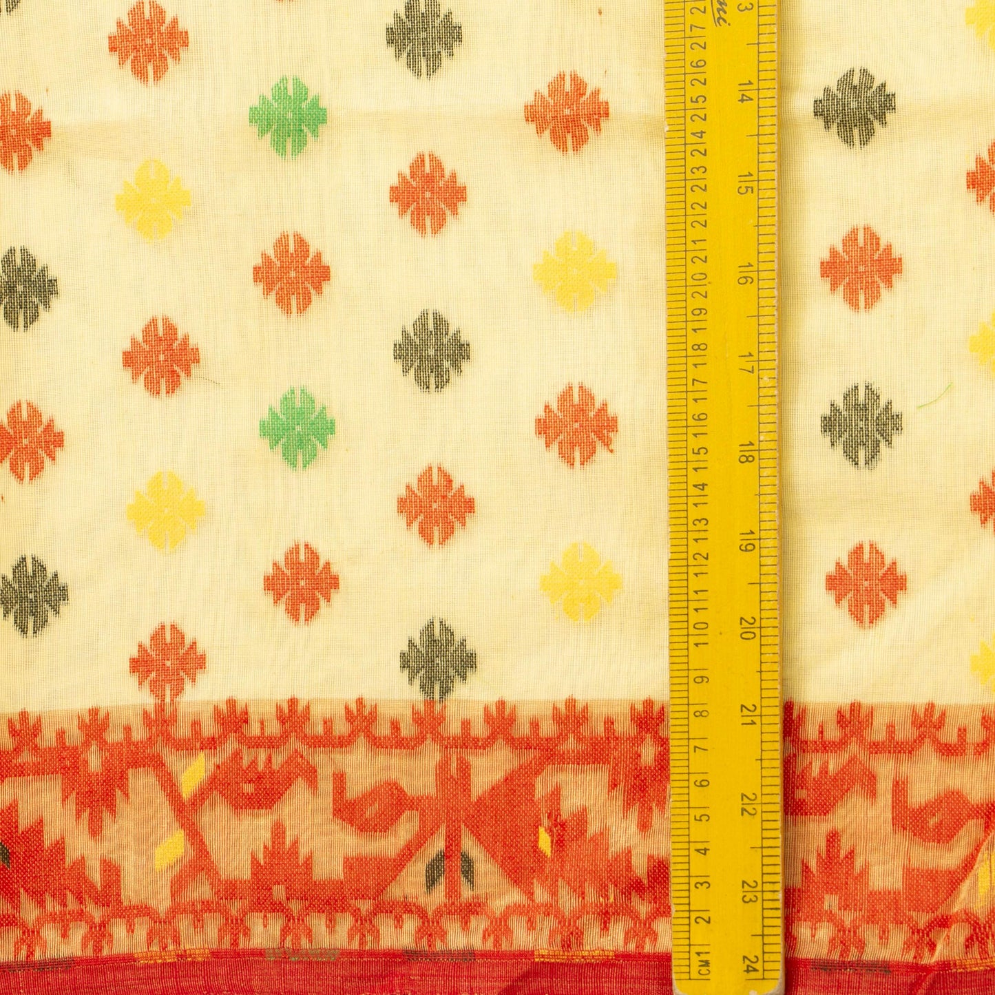 Pastel Yellow Dhakai Jamdhani Muslin Silk Saree For Office Wear PV MJ 106