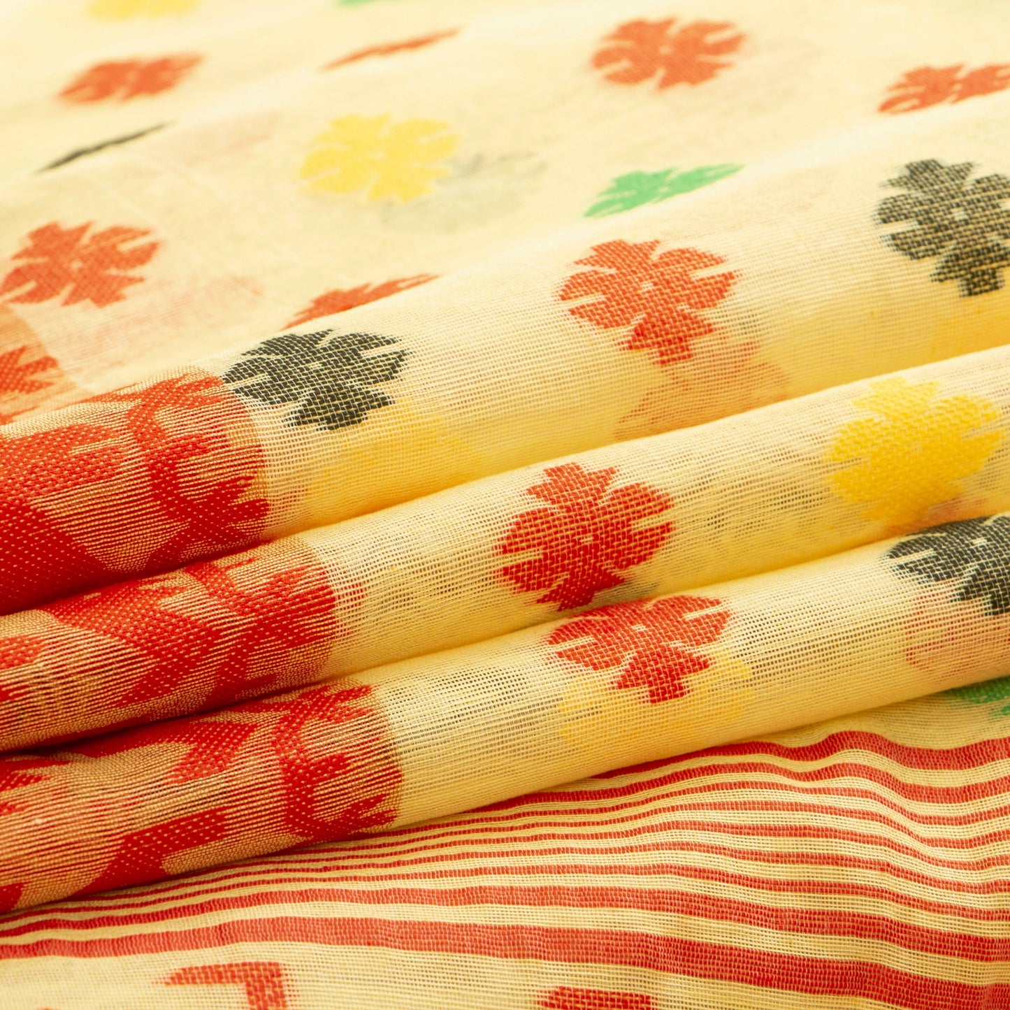 Pastel Yellow Dhakai Jamdhani Muslin Silk Saree For Office Wear PV MJ 106