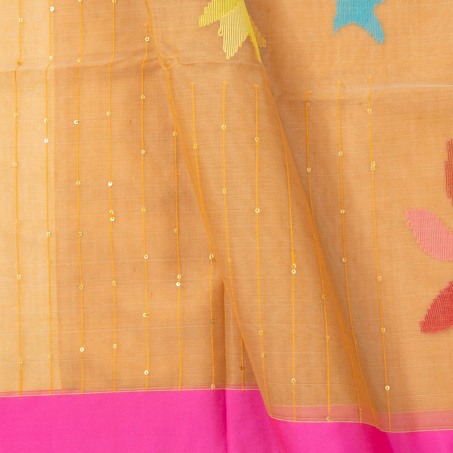 Sandal Beige Dhakai Jamdhani Mulmul Silk Saree With Ganga Jamuna Border For Office Wear PV MJ 119