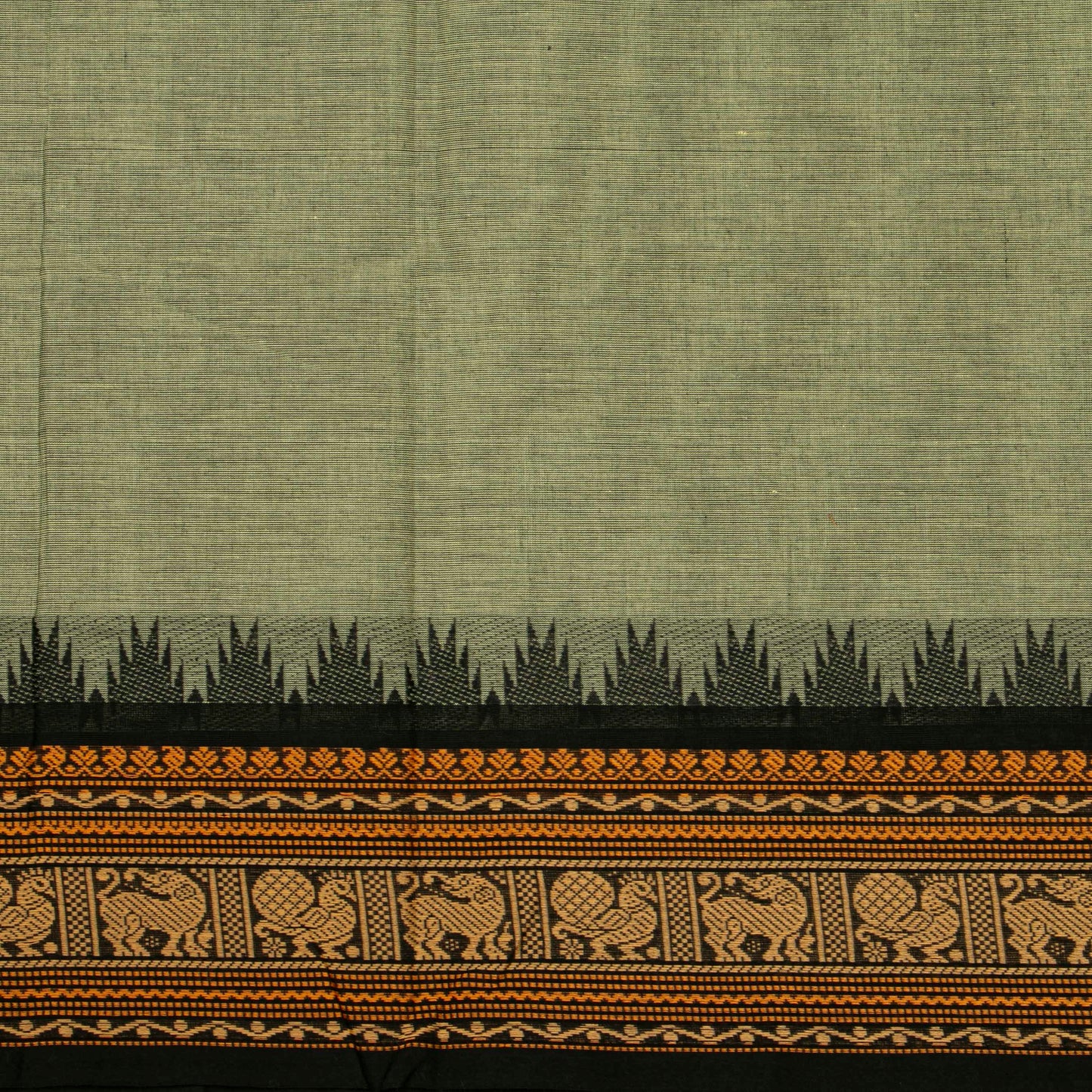 Elachi Green And Black Kanchi Cotton Saree For Festive Wear PV MM KC 917