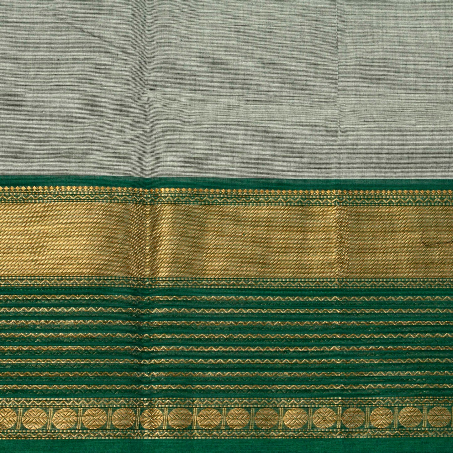 Grey And Green Kanchi Cotton Saree For Festive Wear PV MM KC 879 - Cotton Saree - Panjavarnam PV MM KC 879
